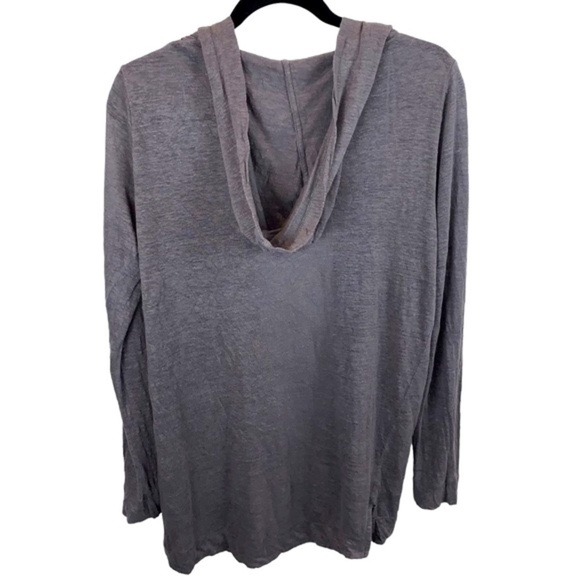 Cynthia Rowley sz M Dark Grey 100% Linen Open Hooded Cardigan Tunic Sweater - Picture 3 of 6